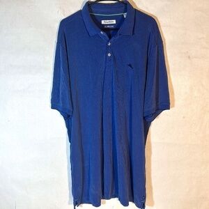 Tommy Bahama Blue Button Up Polo Golf Tee Shirt XXL